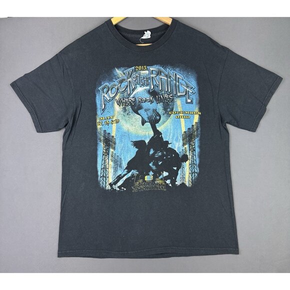Vintage Y2K Rock On The Range Where Rock Lives Concert Promo Rare Black T Large - Picture 1 of 10